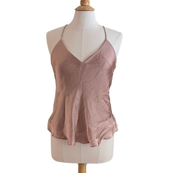 Solemio Los Angeles Pale Pink Satin Spaghetti Strap Racerback Cami, S - Picture 1 of 11